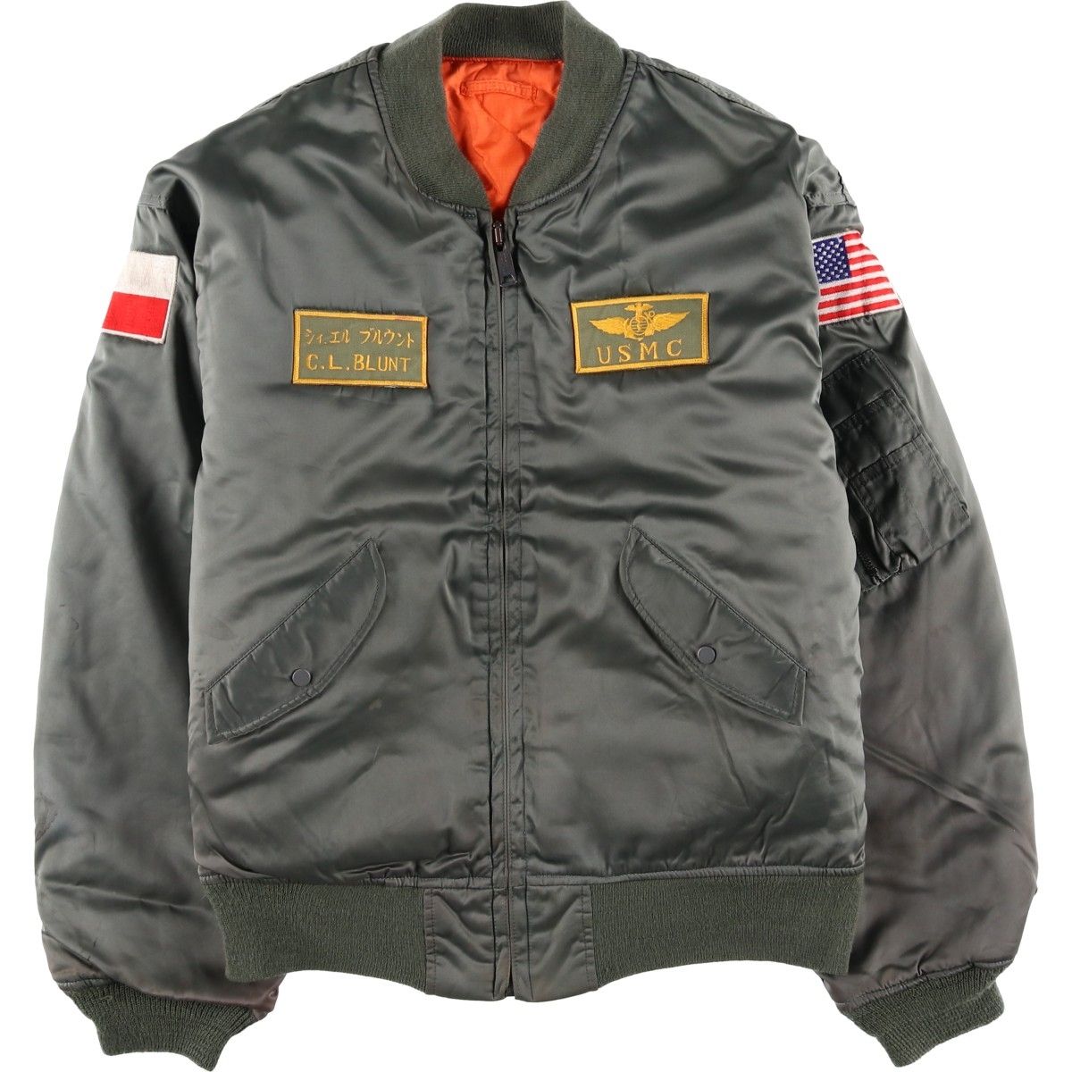 古着 民間品 HOUSTON MA 1タイプ 星条旗柄 中綿入り ミリタリー フライトジャケット メンズXL相当 ヴィンテージ eaa 597174