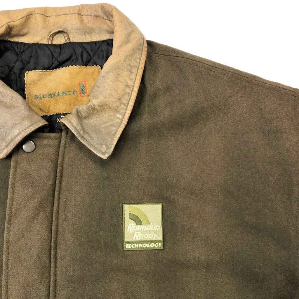 MONSANTO Roundup Ready 企業ロゴ ウール スタジアムジャケット オリーブ(メンズ XXL)中古 古着 V8713 MONSANTO Roundup Ready 企業ロゴ ウール スタジアムジャケット