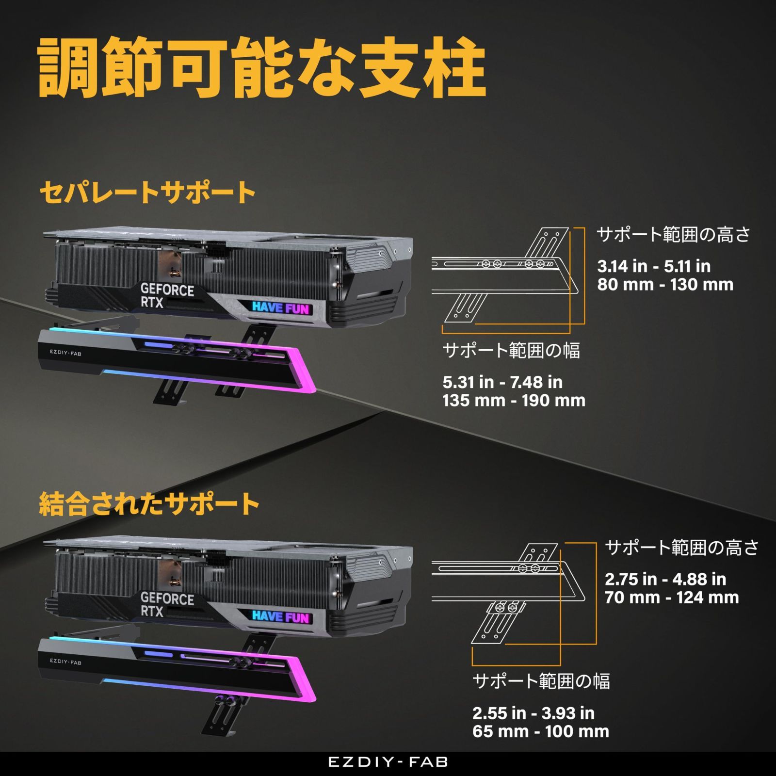 EZDIY-FAB 汎用ビデオカードホルダー GPUブレースサポート グラボ 支え