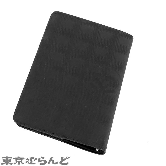 シャネル CHANEL ニュートラベルライン システム手帳 ブラック 黒 シルバー金具 ナイロン ジャカード 6穴式 ステーショナリー 7番台 手帳カバー レディース