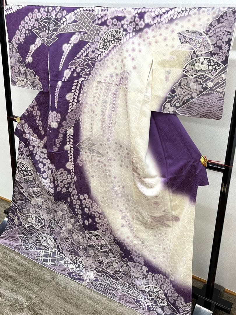 訪問着 銀彩 花籠 紋意匠 正絹 躾糸付き X587 訪問着 銀彩 花籠 紋意匠 正絹 躾糸付き X587 訪問着 銀彩 花籠 紋意匠