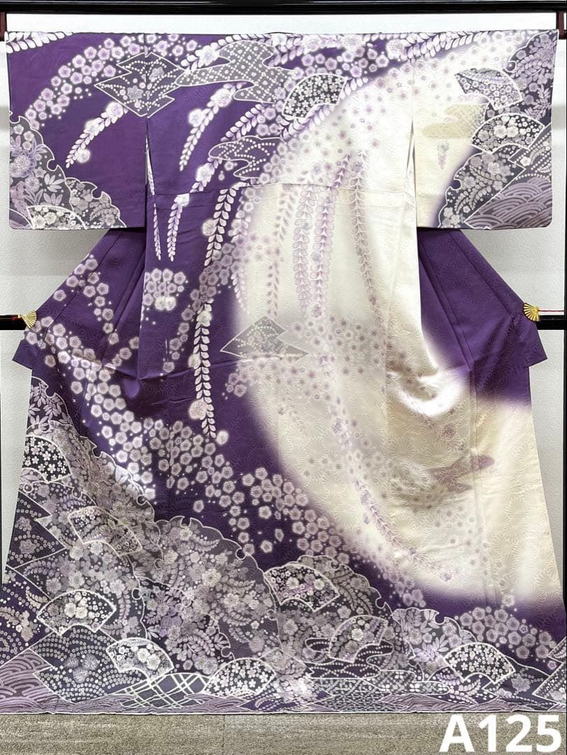 訪問着 辻ヶ花 雪輪 扇 紋意匠 正絹 躾糸付き A125 - メルカリ