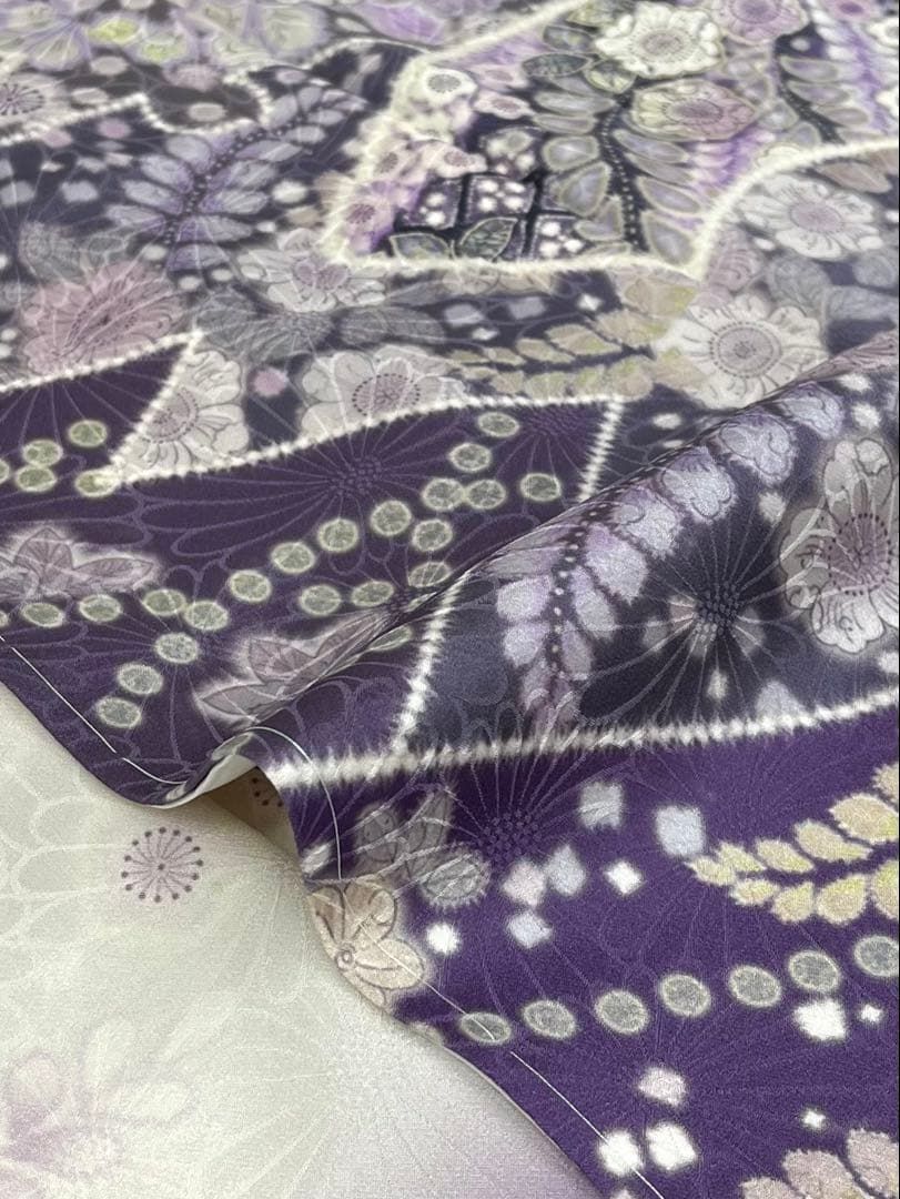 訪問着 辻ヶ花 雪輪 扇 紋意匠 正絹 躾糸付き A125 - メルカリ