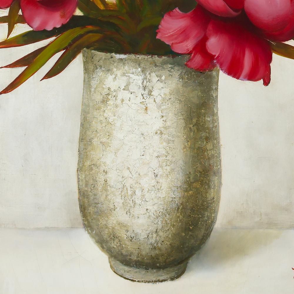 真作】【WISH】高野三三男「芍薬」油彩 12号 大作 ◇花瓶を彩る優雅な