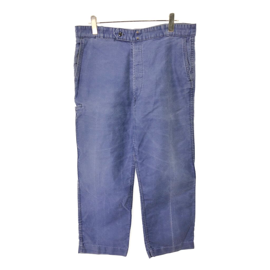 60年代 フランス製 Adolphe Lafont アドルフラフォン モールスキン フレンチワークパンツ ヴィンテージ ブルー メンズ 48 古着 V 8717