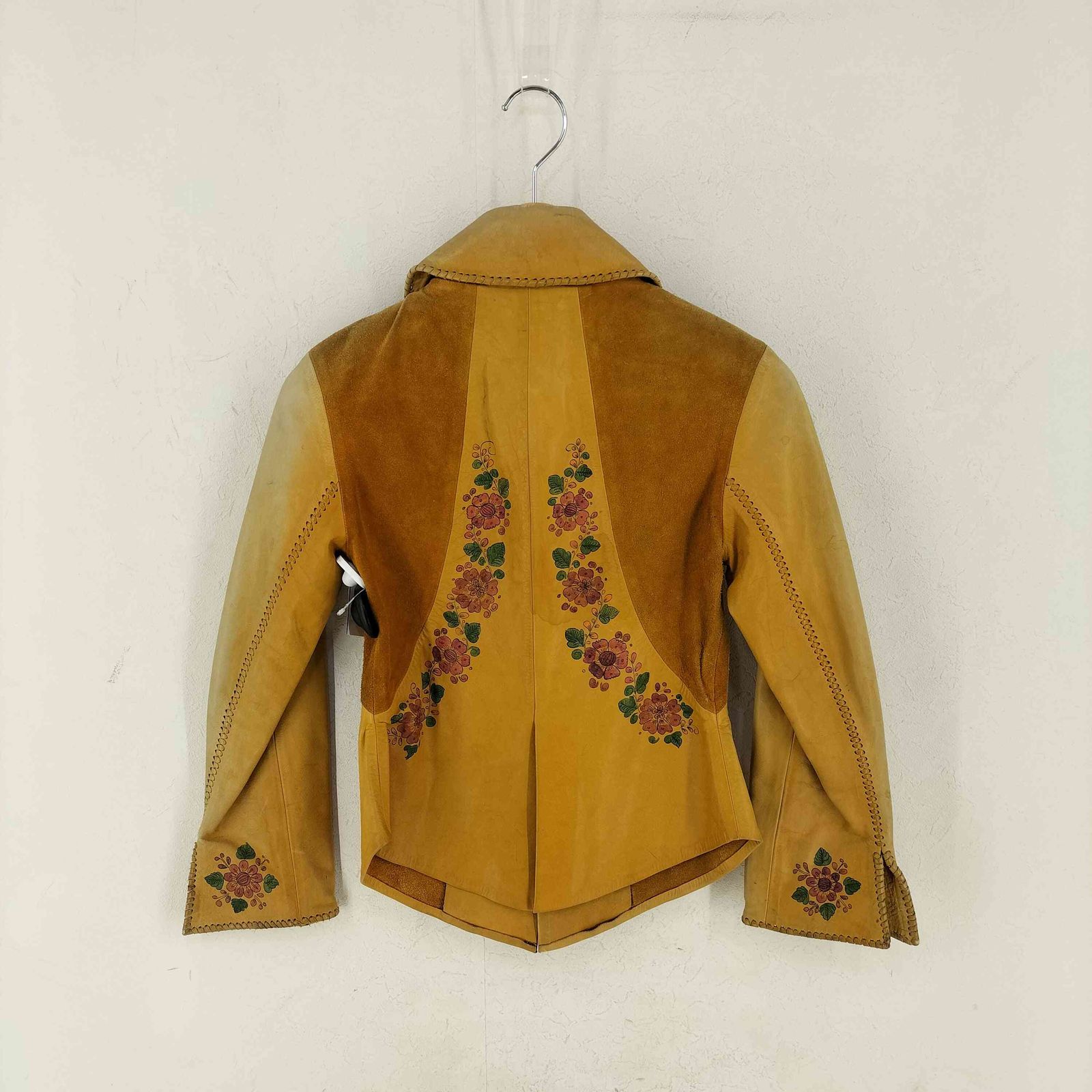 ユーズドフルギ 古着 char 70 S 花柄 スエード 切替 レザージャケット レディース 表記無