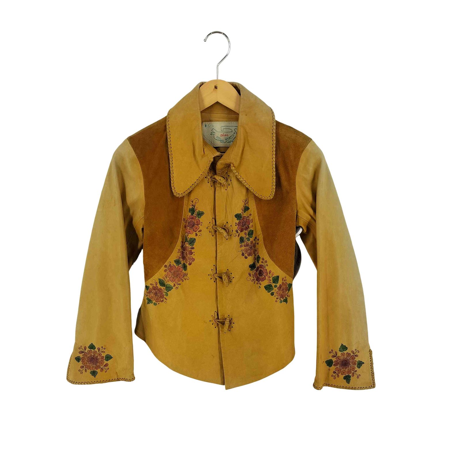 ユーズドフルギ 古着 char 70 S 花柄 スエード 切替 レザージャケット レディース 表記無