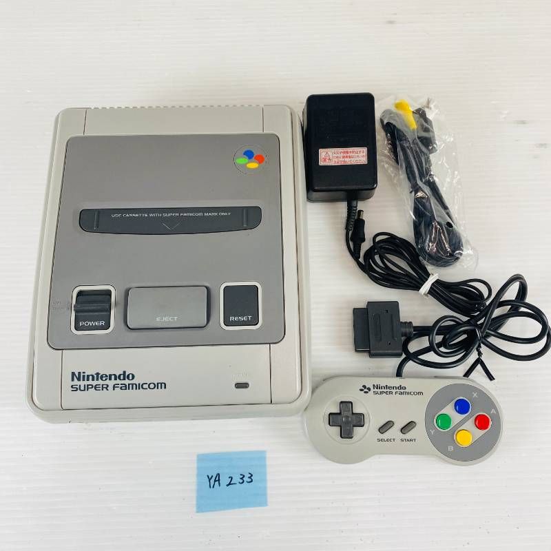 YA 233 すぐに遊べるセット Nintendo SUPER Famicom 1 CHIP 01 本体 コントローラー 互換AVケーブル ACアダプター セット 任天堂 ニンテンドー スーパーファミコン スーファミ SFC 据置型ゲーム機 第4世代