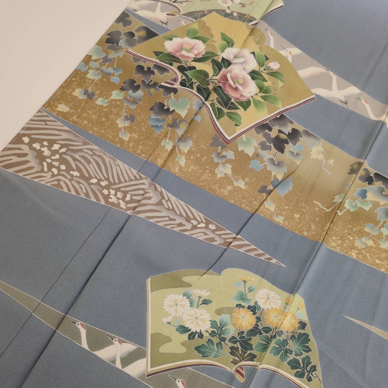 色留袖 作家物 裄68 鶴 金彩 上品な染め 一つ紋 正絹 着物 MK-2354 