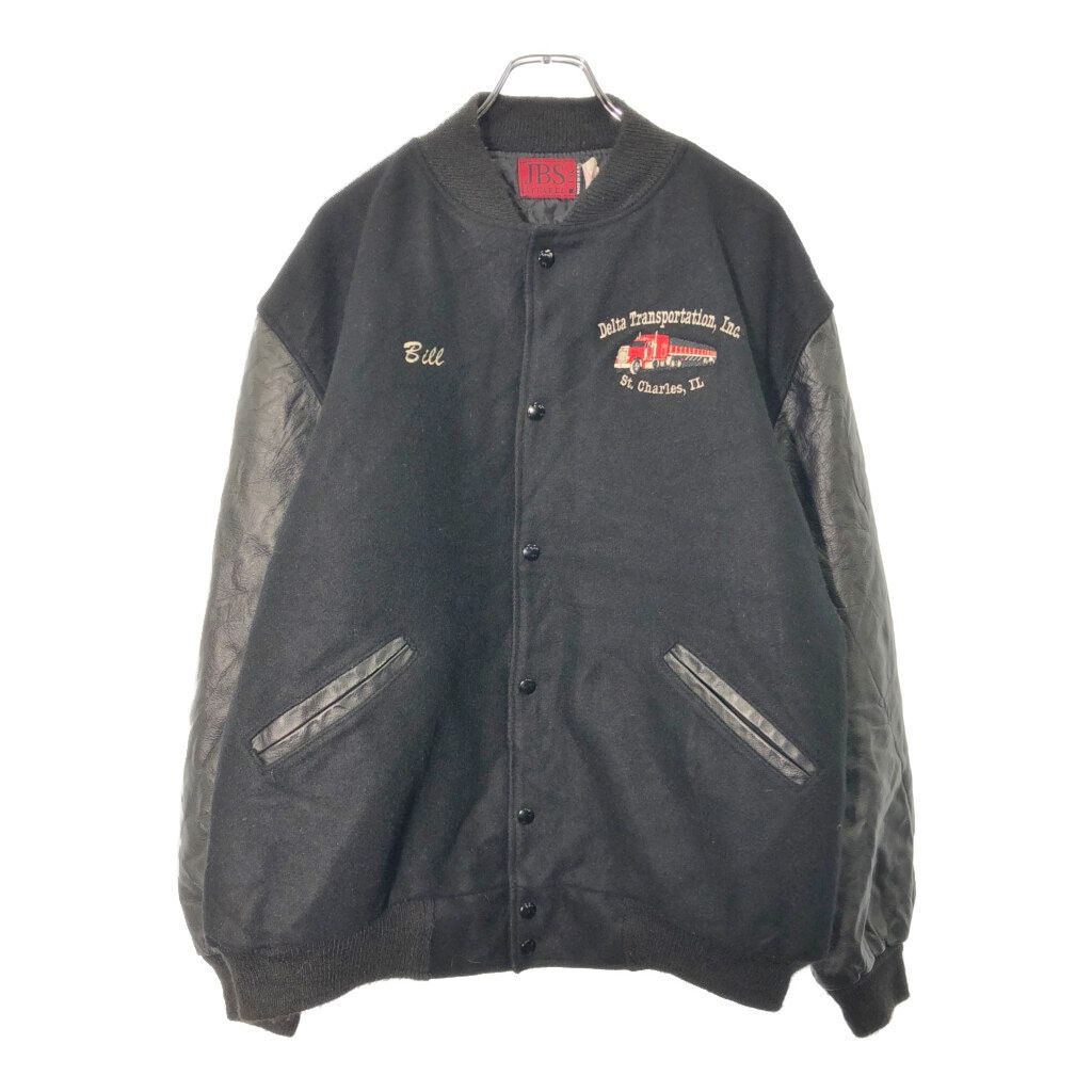 90年代 JBS INC ウール スタジアムジャケット ブラック メンズ XL 古着 V 8719