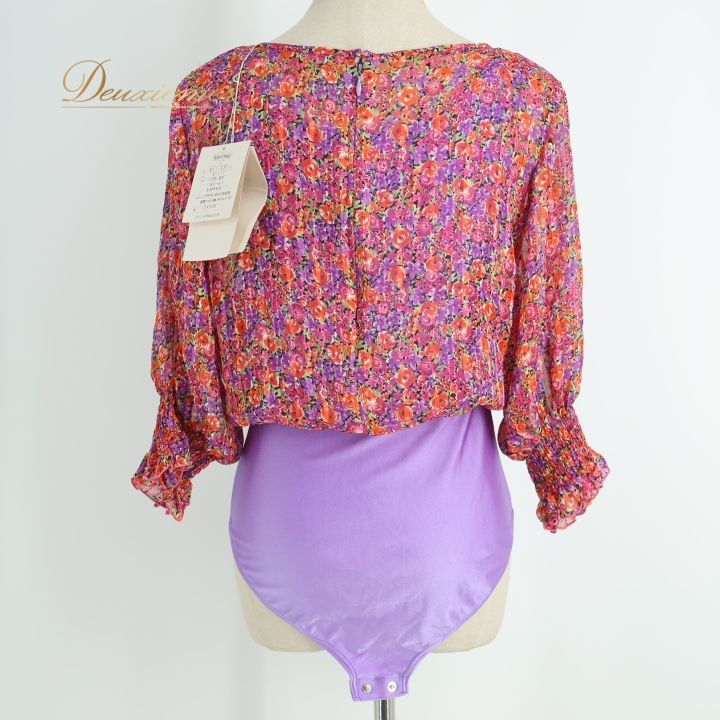 社交ダンス 衣装 レオタード レッド系 チャコット Chacott 花柄