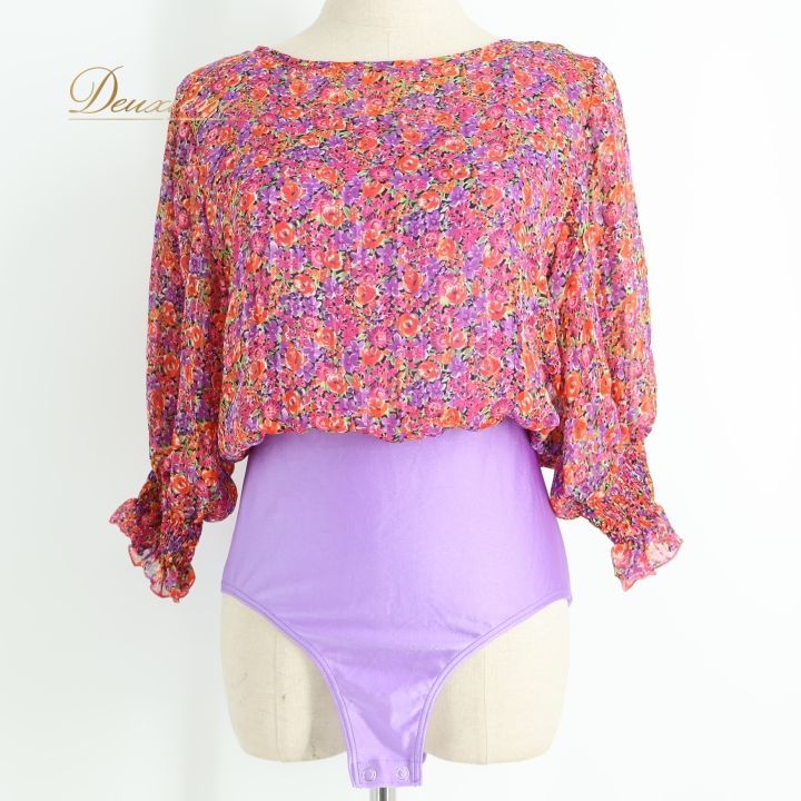 社交ダンス 衣装 レオタード レッド系 チャコット Chacott 花柄