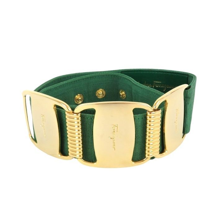 Salvatore Ferragamo サルヴァトーレフェラガモ ヴァラ ベルト グリーン イタリア製 rk 9929