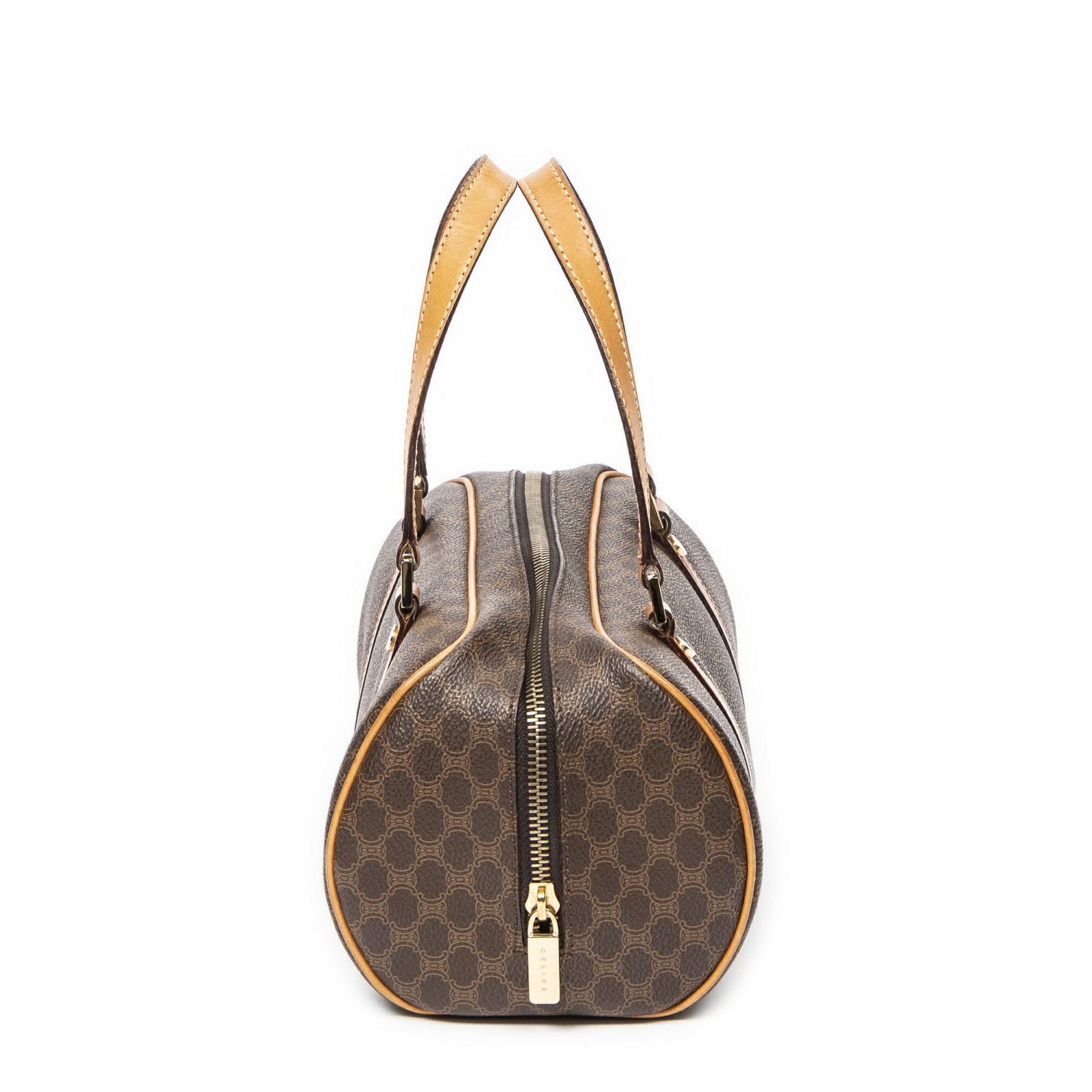 CELINE セリーヌ小ボウリングバッグ茶色マカダムPVCキャンバスA