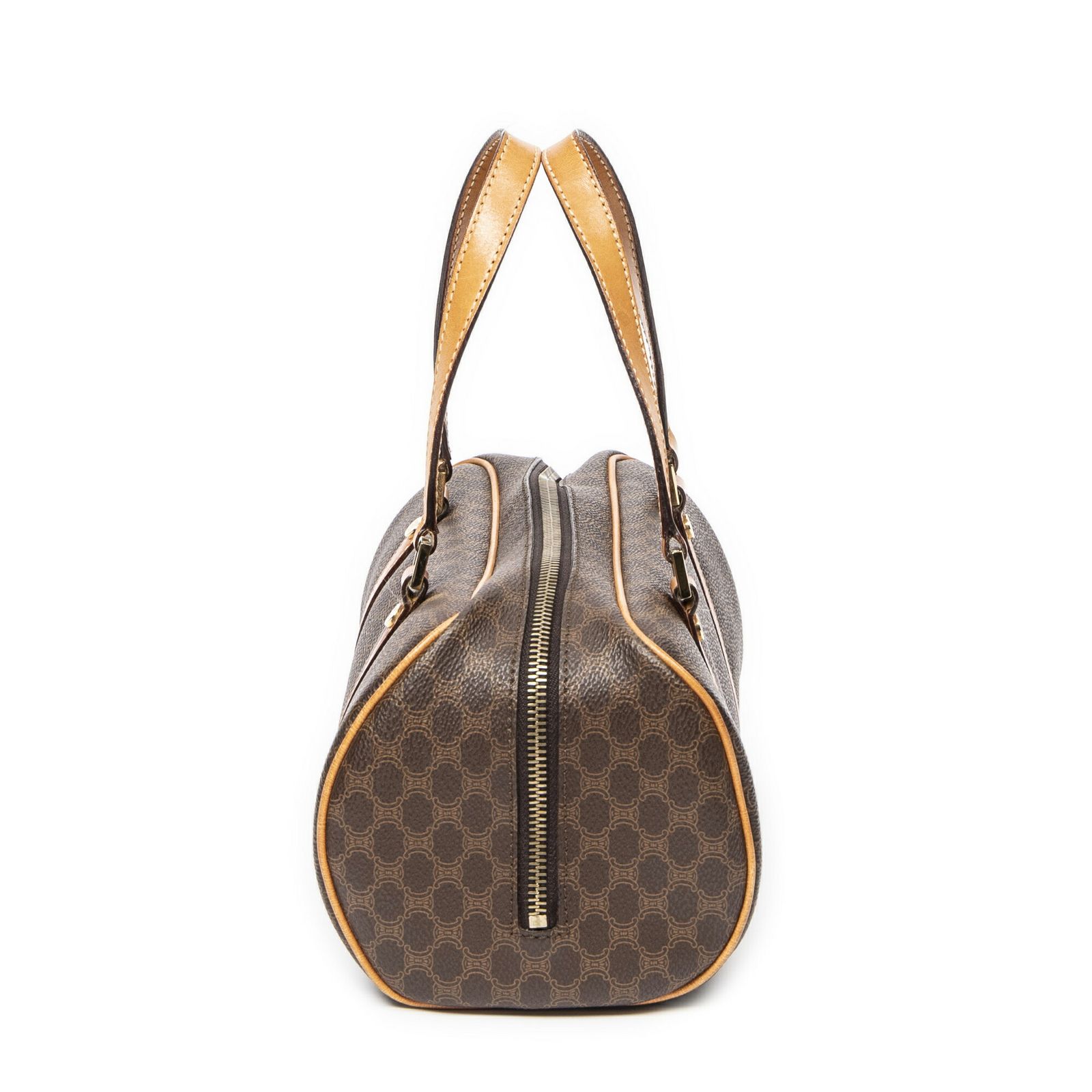 CELINE セリーヌ小ボウリングバッグ茶色マカダムPVCキャンバスA