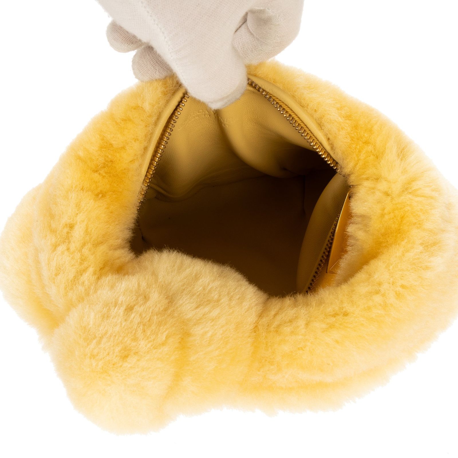 ボッテガヴェネタミニジョディノットホーボー黄色シアリングウールA