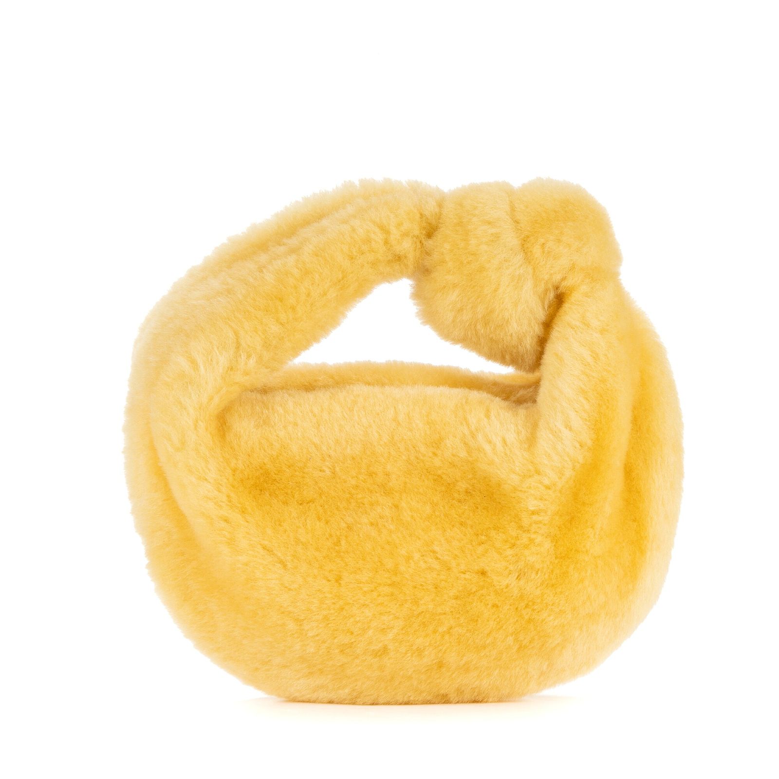 BOTTEGA VENETA ボッテガヴェネタミニジョディノットホーボー黄色シアリングウールA