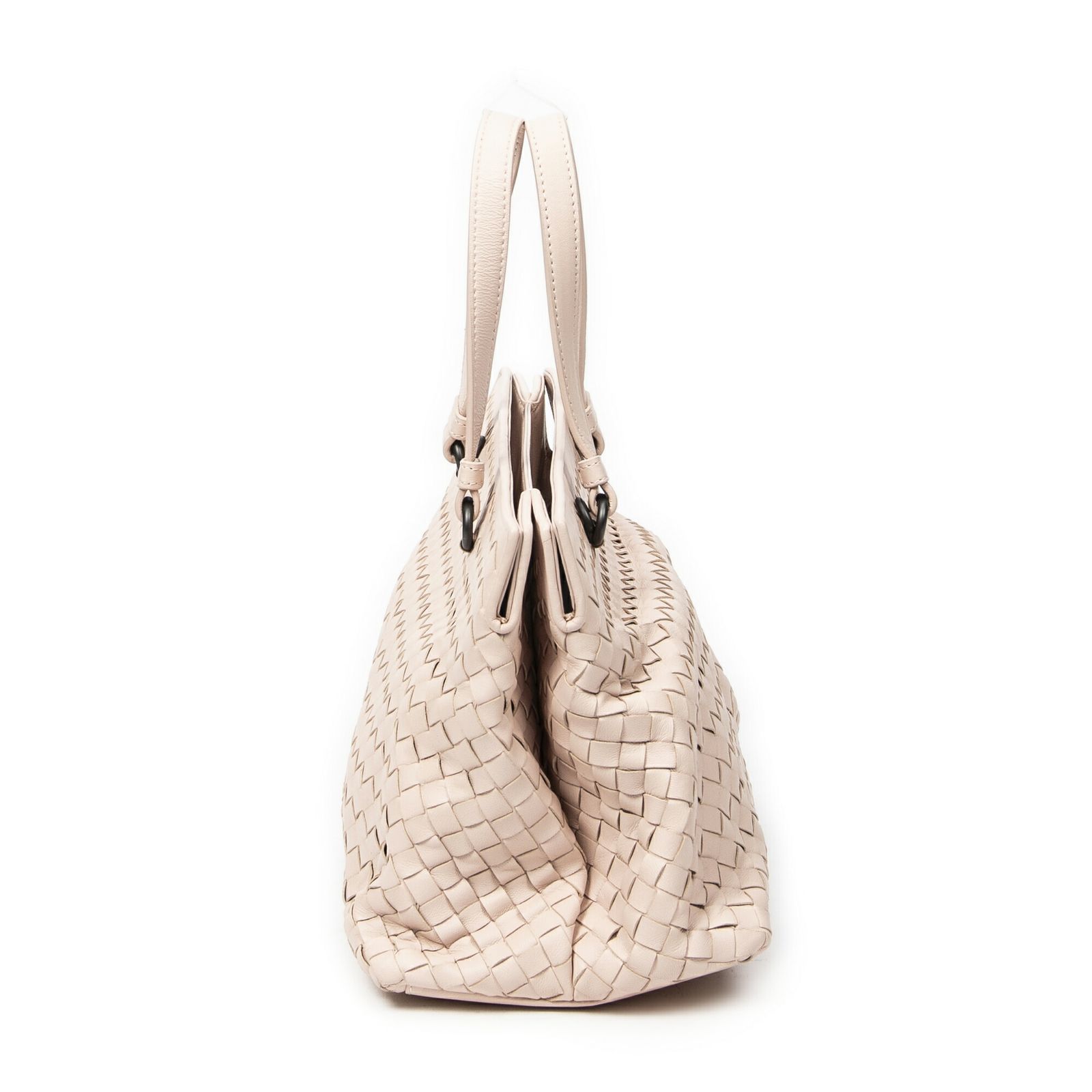 ボッテガヴェネタダブルサイドジップトップハンドルライトピンクイントレチャートレザーA