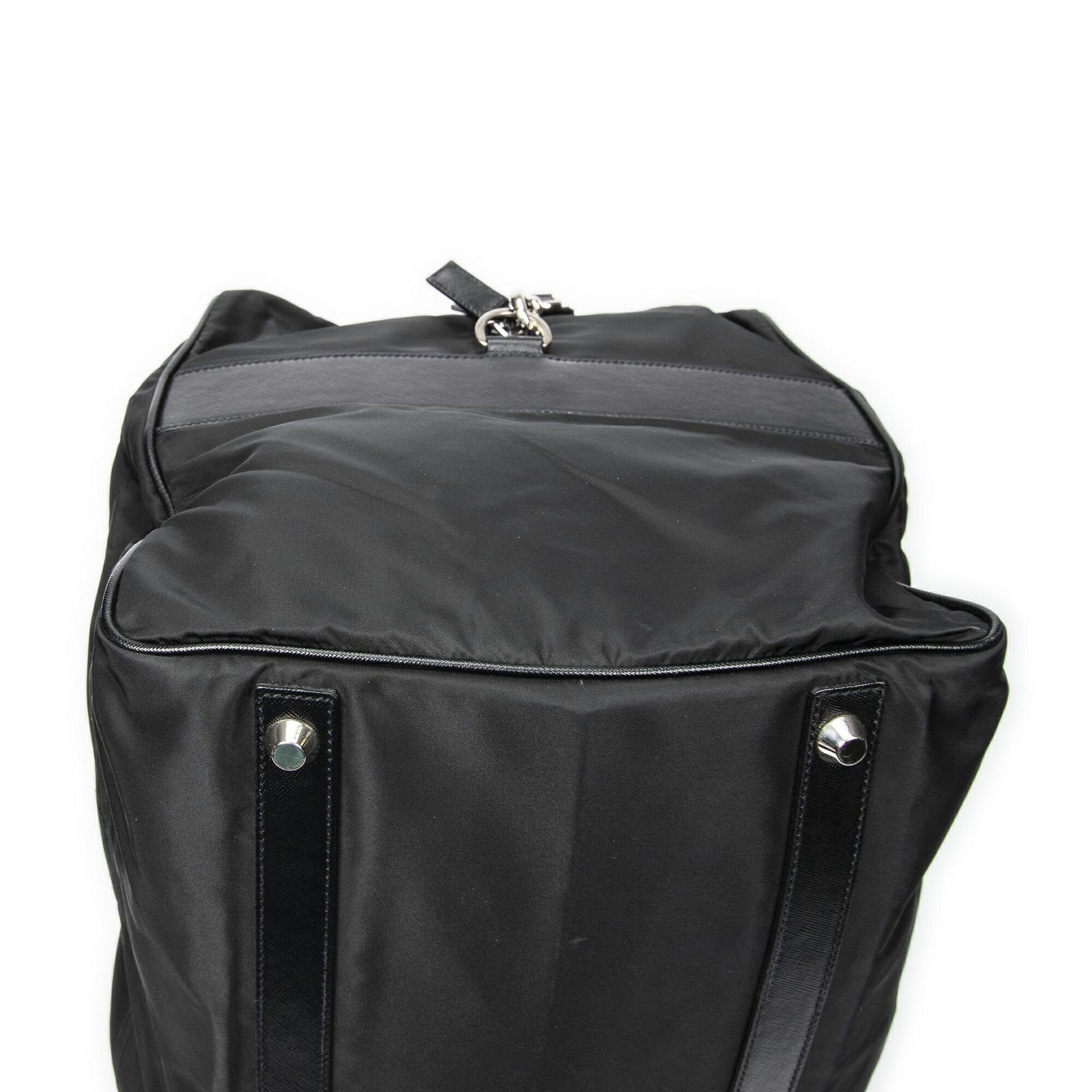 プラダラージウェブ折りたたみボストン黒ナイロンキャンバスA