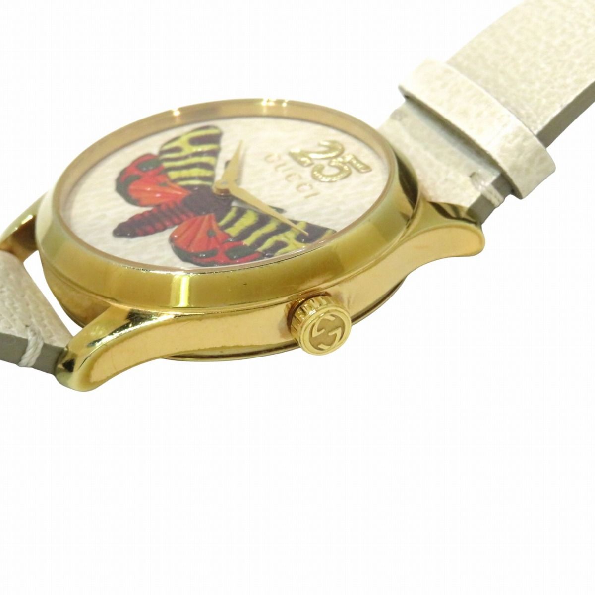 グッチ GUCCI 腕時計 Gタイムレス 総重量約49.5g GP 本革 クオーツ アイボリー文字盤 YA1264062 送料無料 【中古】 グッチ GUCCI Gタイムレス 腕時計 総重量約49.5g GP 本革 クオーツ