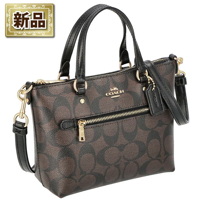 コーチ COACH ショルダーバッグ ミニ ギャラリー クロスボディ CA 721 IMAA 8 2025 AW ブラウン シグネチャーキャンバス ブラック レザー