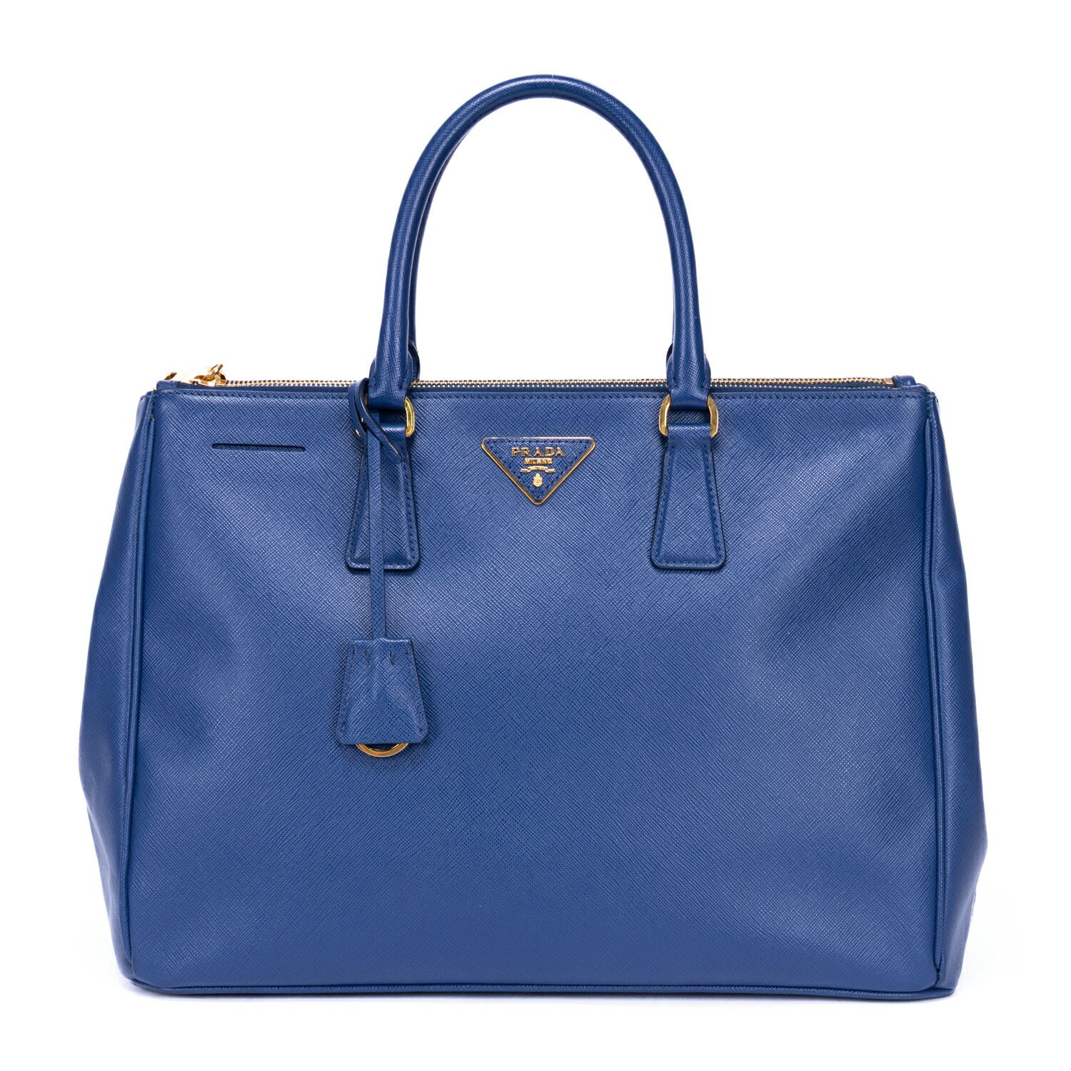 PRADA プラダサフィアーノ ラックス ダブルジップ トートネイビーサフィアーノレザーA