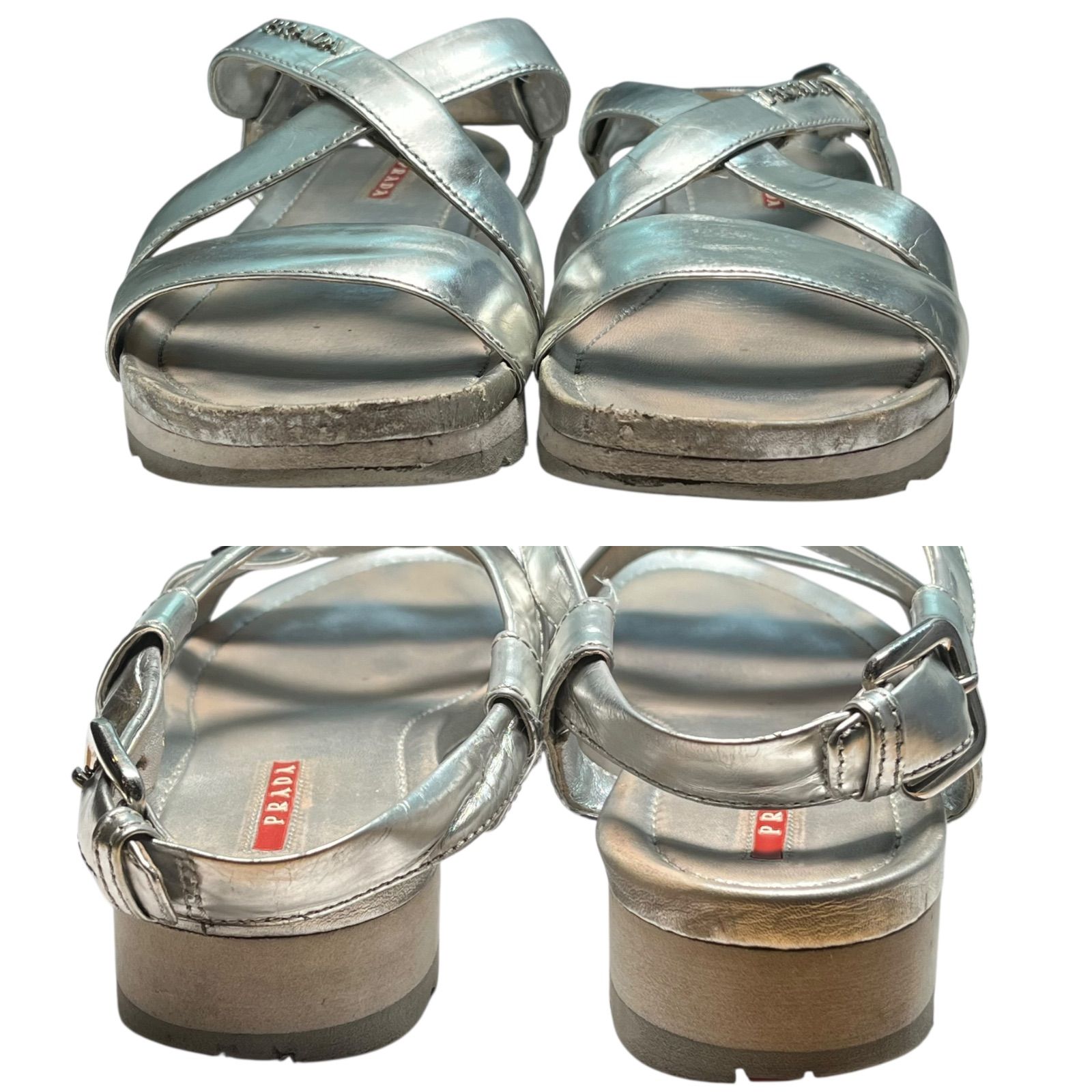 管2511-422】PRADA SPORT プラダ スポーツ シルバー サンダル 中古 靴