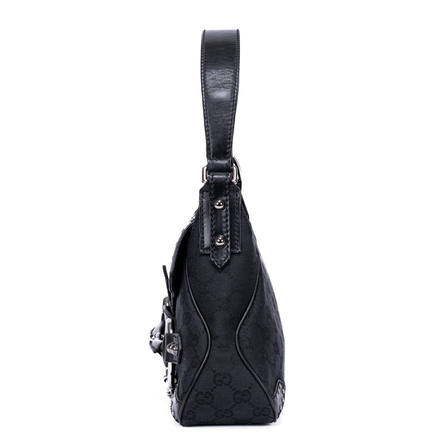 グッチホースビット黒モノグラムキャンバスA