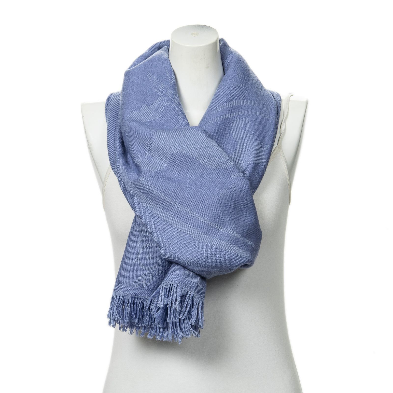 HERMES エルメスストール青シルク A