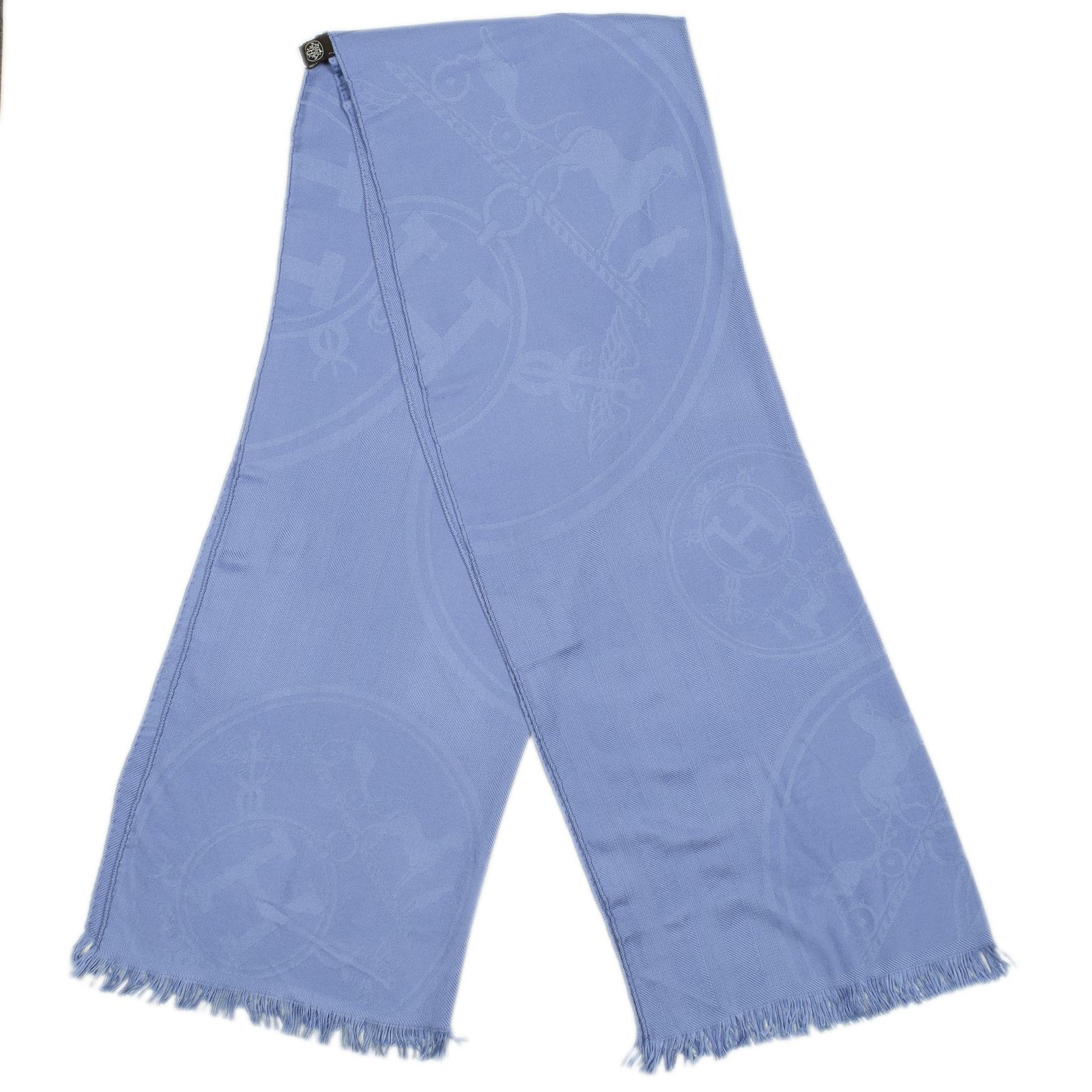 HERMES エルメスストール青シルク A