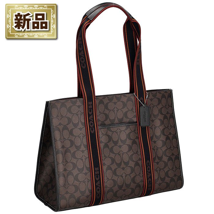 コーチ COACH トートバッグ ラージ スミス トート CM 865 SVBMC 2025 AW ブラウンマルチ シグネチャーキャンバス スムースレザー