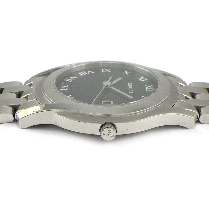 グッチ GUCCI 腕時計 Gクラス 5500 M ブラック文字盤 ローマンインデックス デイト SS クオーツアナログ