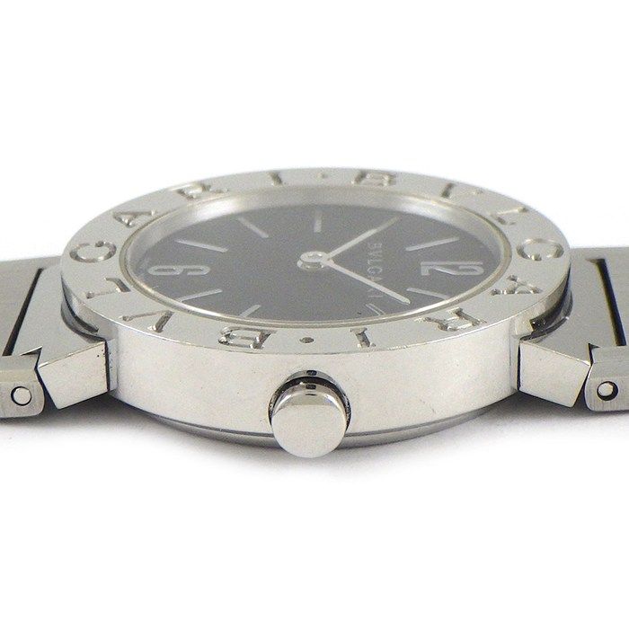ブルガリ BVLGARI 腕時計 ブルガリブルガリ BB 26 SS ブラック文字盤 ロゴベゼル デイト クオーツアナログ 箱 保付き