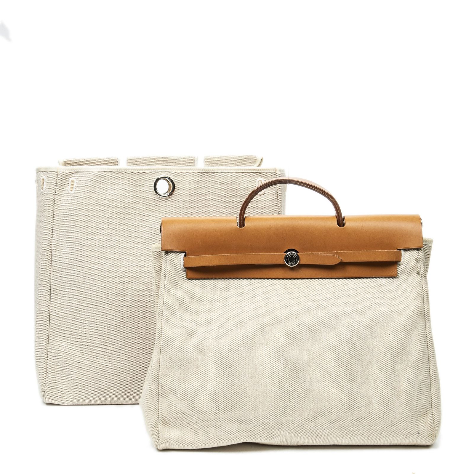 中古] HERMES エルメスエールバッグ 2 in 1ベージュ/ブラウントワル