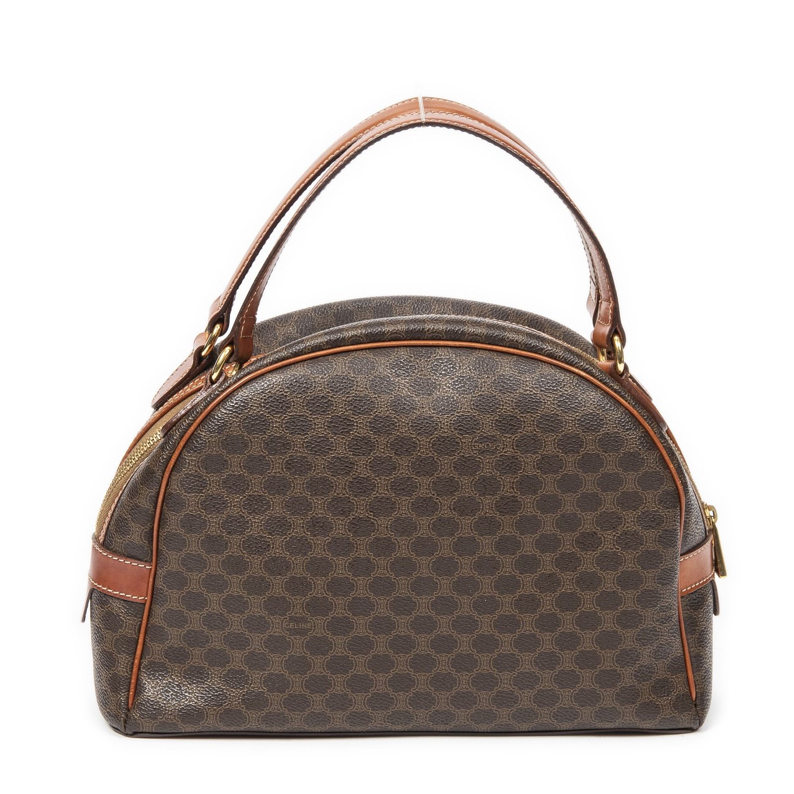 CELINE セリーヌドームボウラーバッグ茶色マカダムPVCキャンバスAB