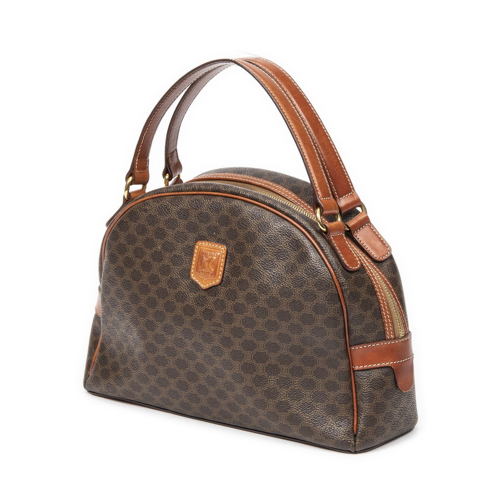 CELINE セリーヌドームボウラーバッグ茶色マカダムPVCキャンバスAB