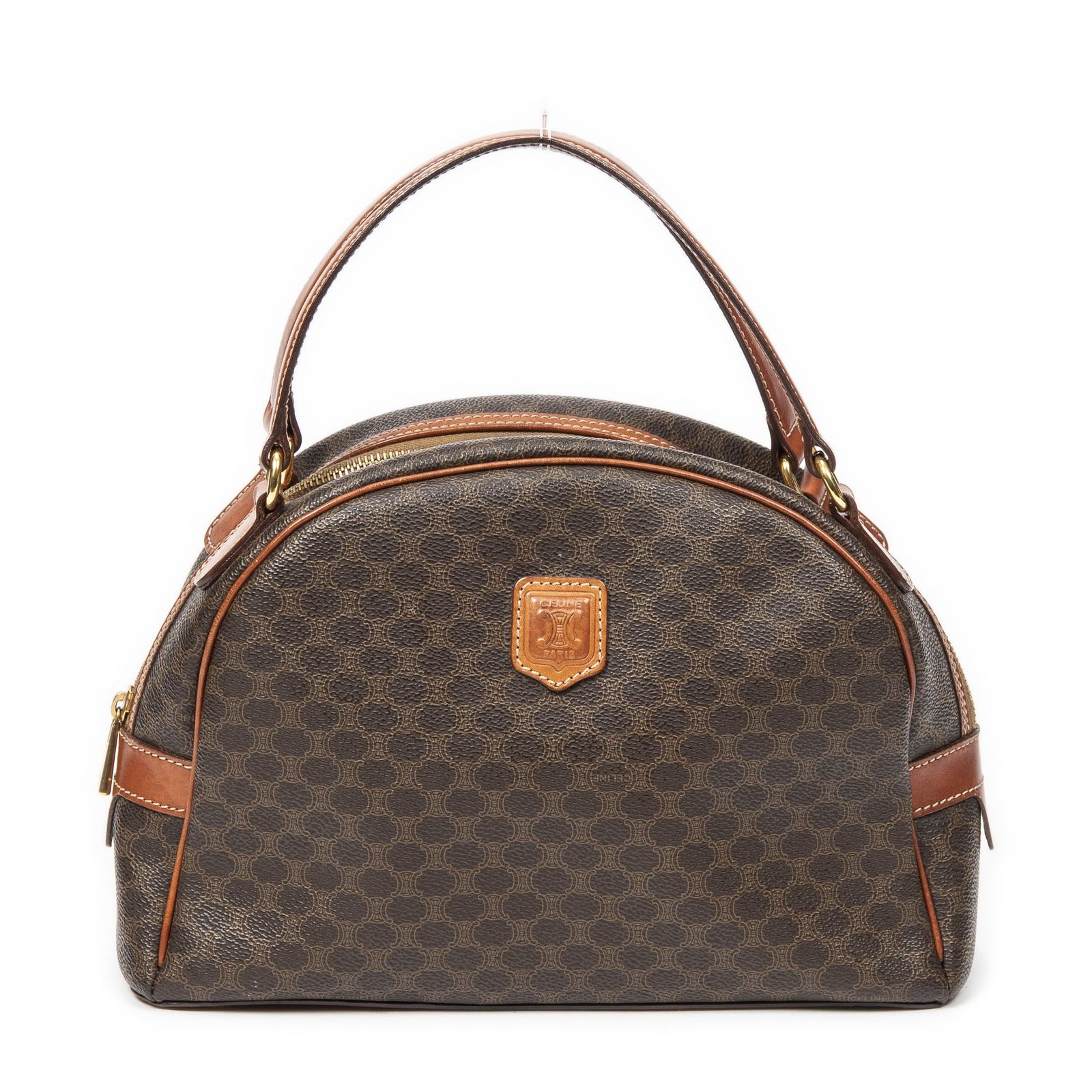 CELINE セリーヌドームボウラーバッグ茶色マカダムPVCキャンバスAB