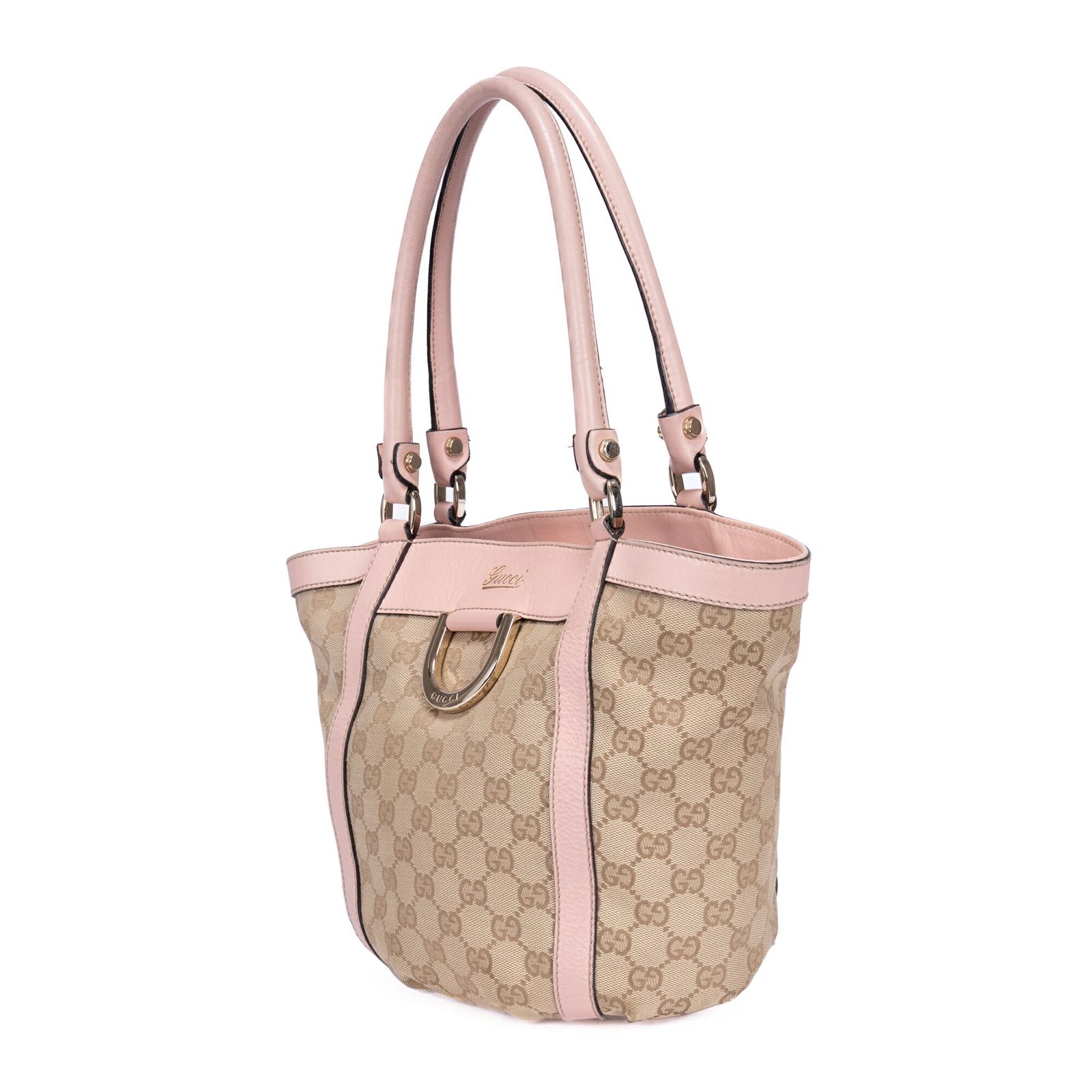 GUCCI グッチラージ アビー D リング トートベージュ ピンクモノグラムキャンバスA