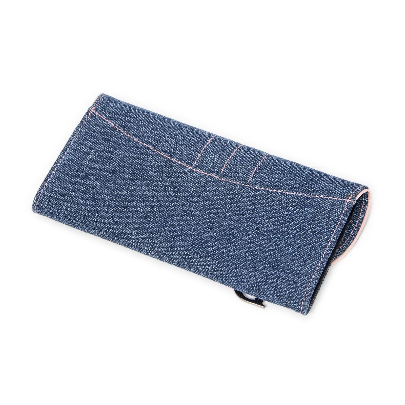 DIOR ディオールロングジーンサドルウォレット青デニムキャンバスA