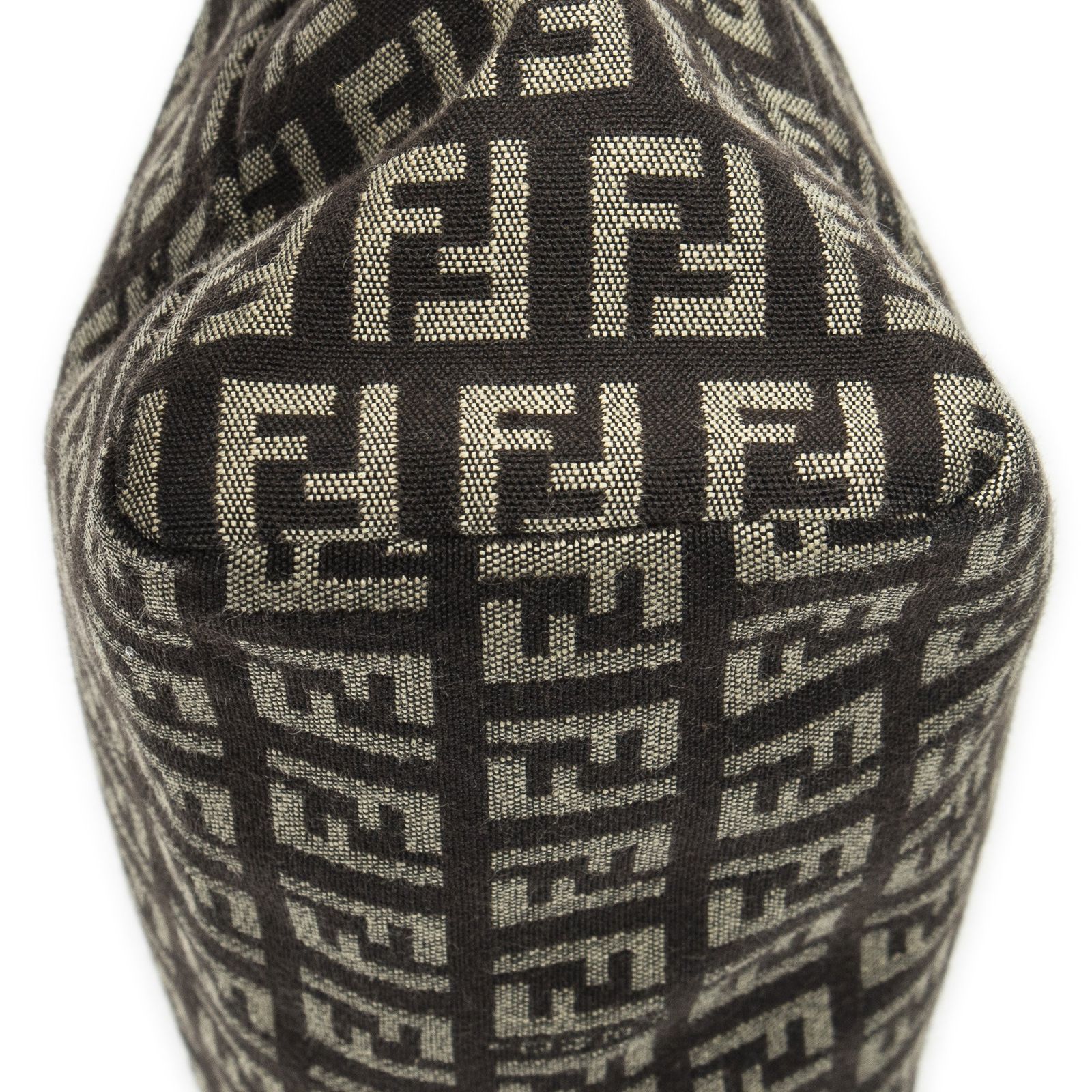 フェンディミニジップハンドバッグブラウン ベージュズッキーノキャンバスA