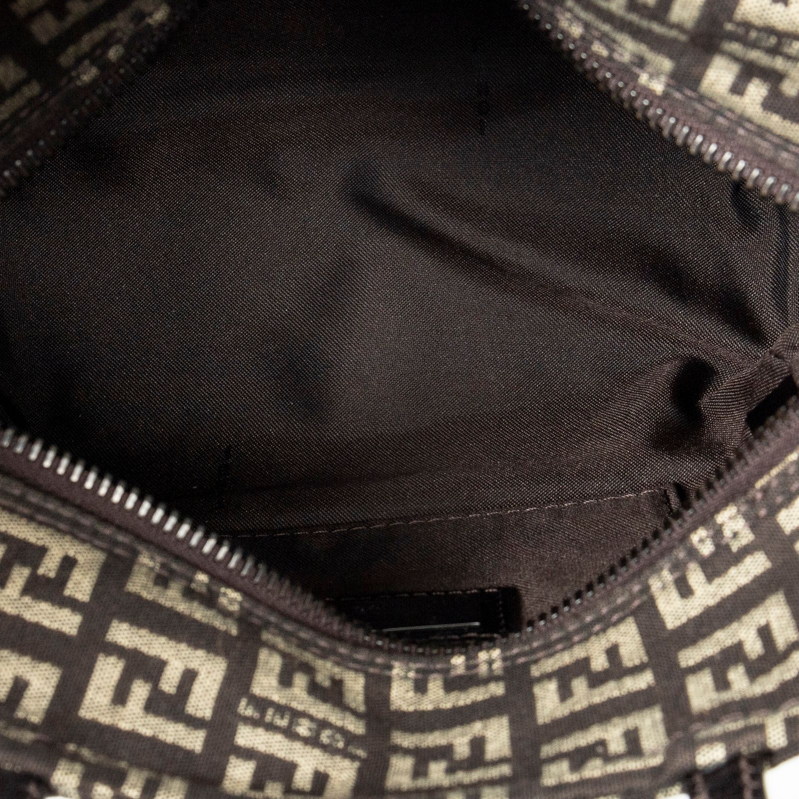 フェンディミニジップハンドバッグブラウン ベージュズッキーノキャンバスA