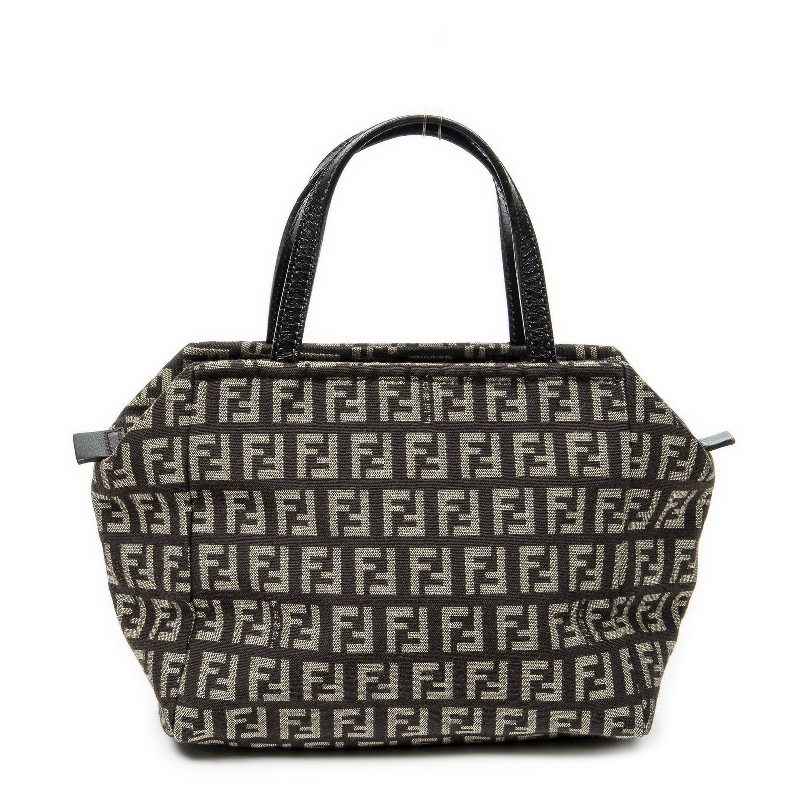 FENDI フェンディミニジップハンドバッグブラウン ベージュズッキーノキャンバスA