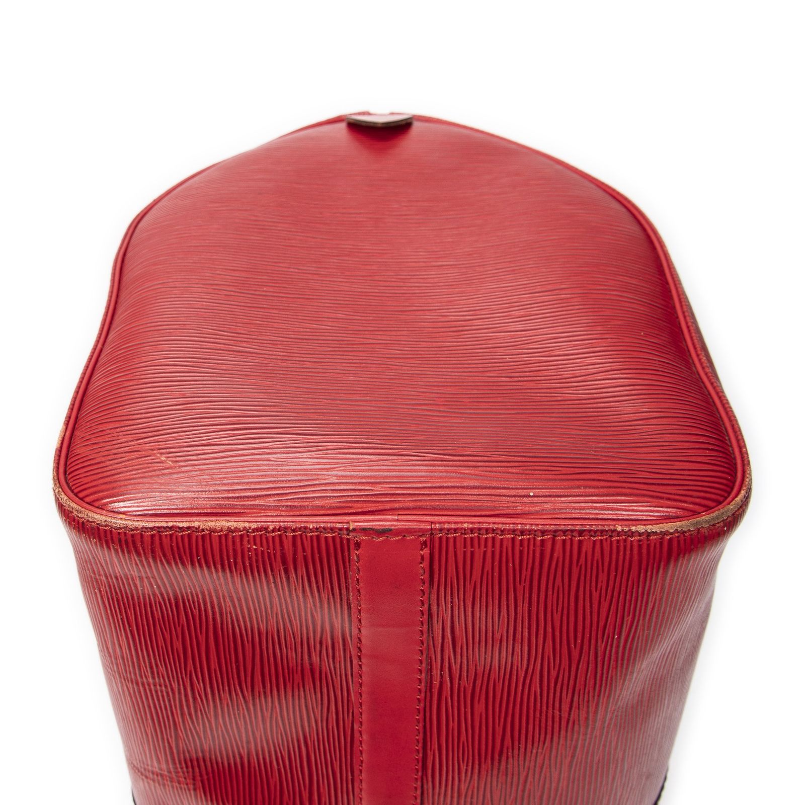 LOUIS VUITTON ルイヴィトンキーポル赤エピAB ダメージ加工 センタープレス