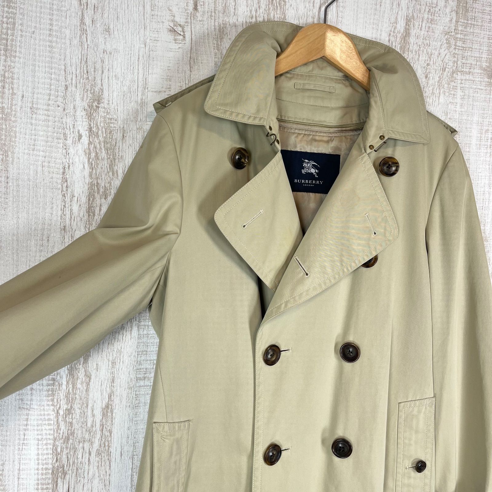 バーバリーロンドン　ダブル　トレンチコート　ライナー付き　ノバチェック バーバリーズ】トレンチコートノバチェックライナー付L ダブルベージュ