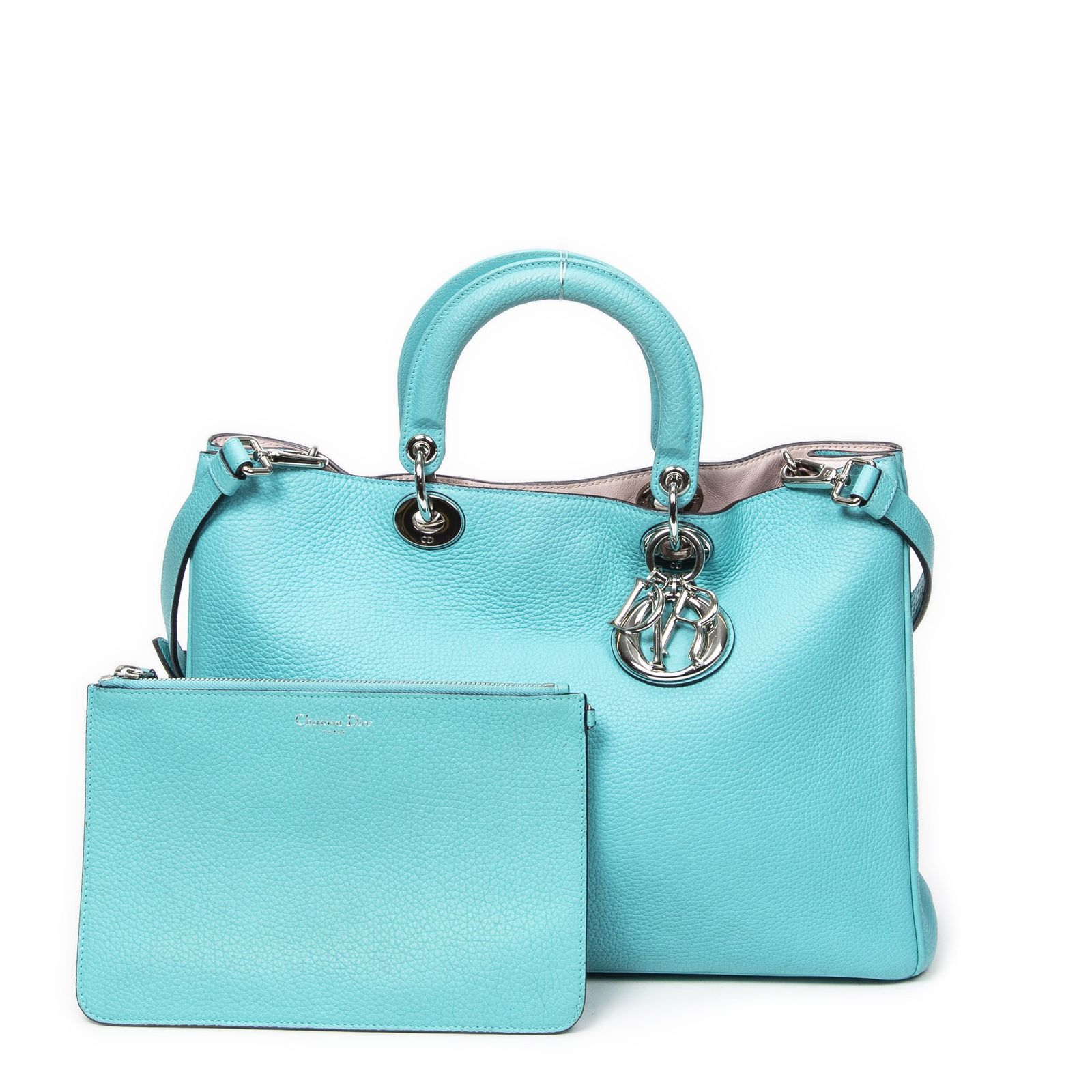 DIOR ディオールラージ ソフト レディ ディオール トートティールグレインカーフスキンレザーA