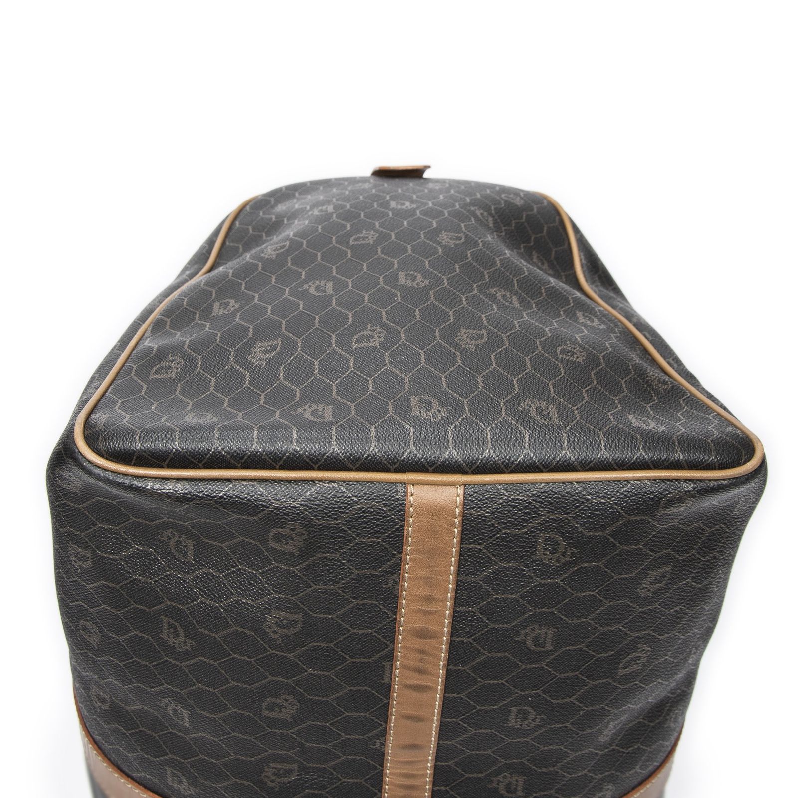  DIOR ディオールヴィンテージ ラージ トラベル ボストン茶色ハニカムPVCキャンバスA その他 バッグ