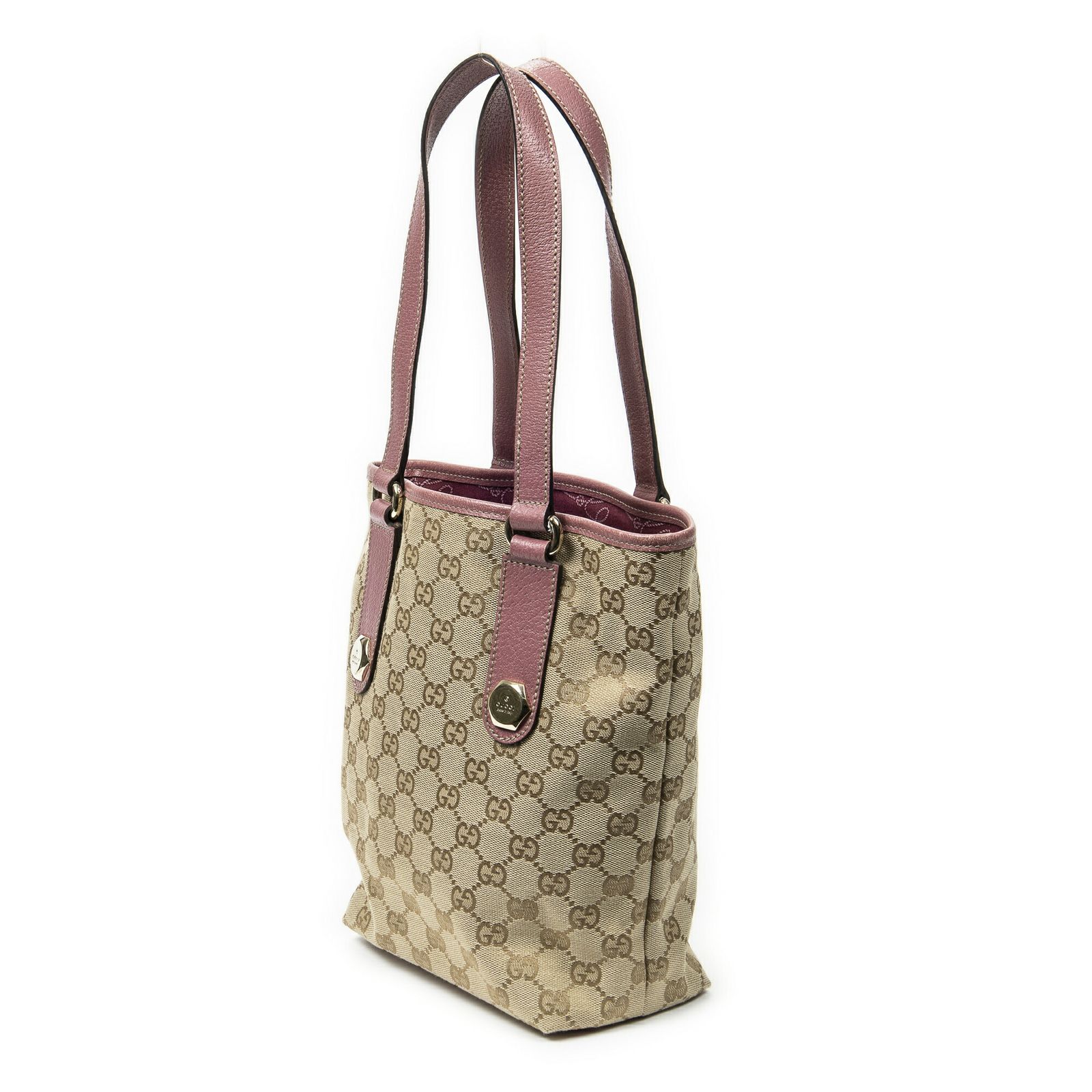 GUCCI グッチチャーミーバケットトートベージュ ピンクGGキャンバスA