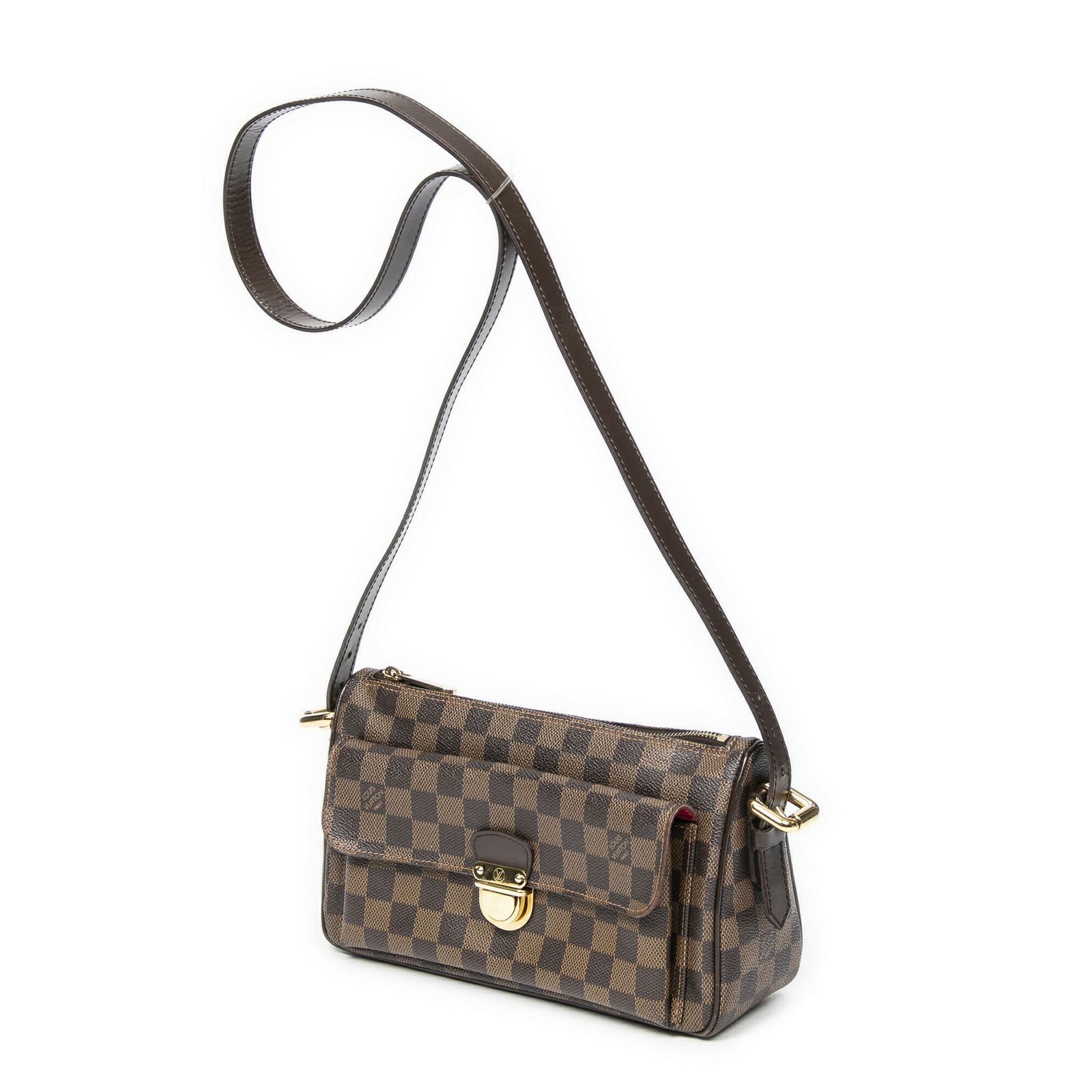 LOUIS VUITTON ルイヴィトンラヴェッロ ロングストラップ茶色ダミエ エベヌA