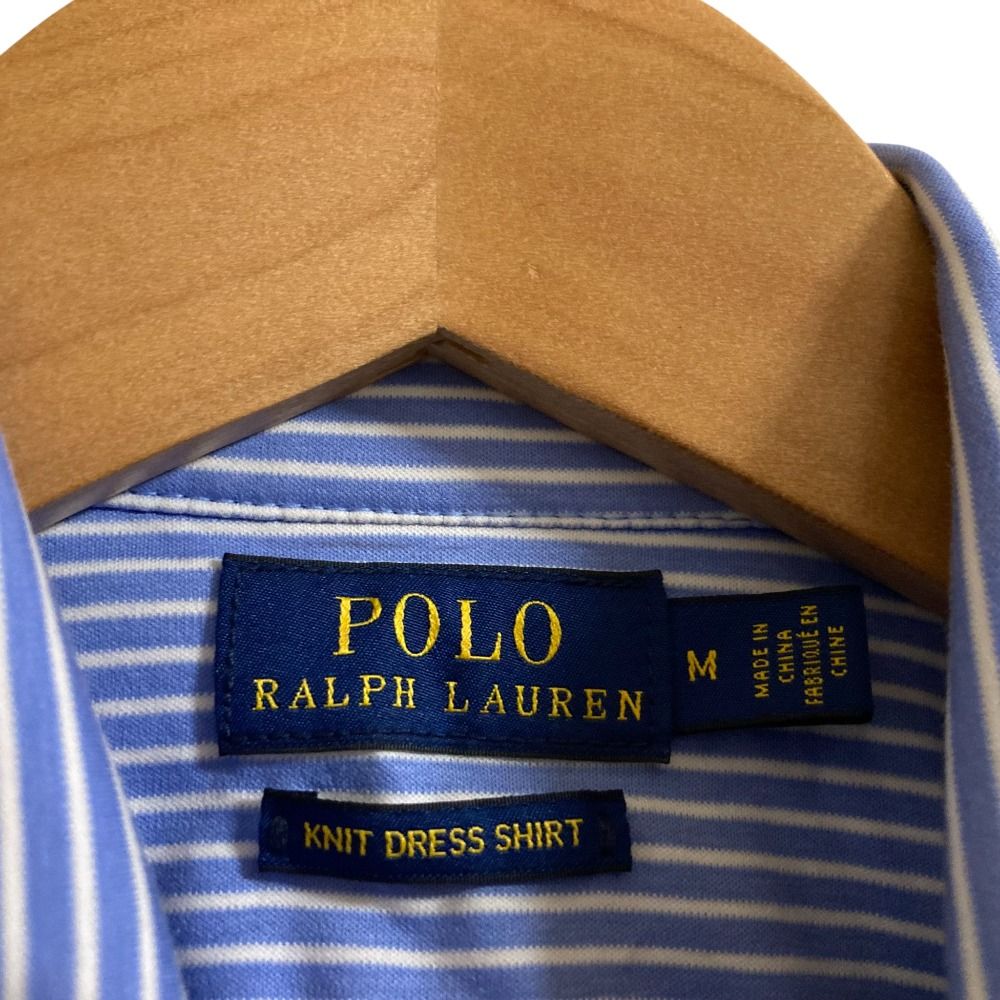 美品 ラルフローレンスポーツ コットンストライプシャツ 長袖 ポニー刺繍 ブルー ラルフローレン ストライプシャツ コットン ポニー刺繍ロゴ ブルー