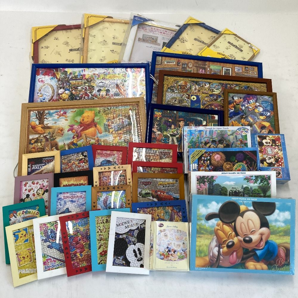 02 w 21578 Disney ディズニー 他 ジグソーパズル 完成品含む パネル フレーム付き ミッキー プーさん スティッチ カーズ 品